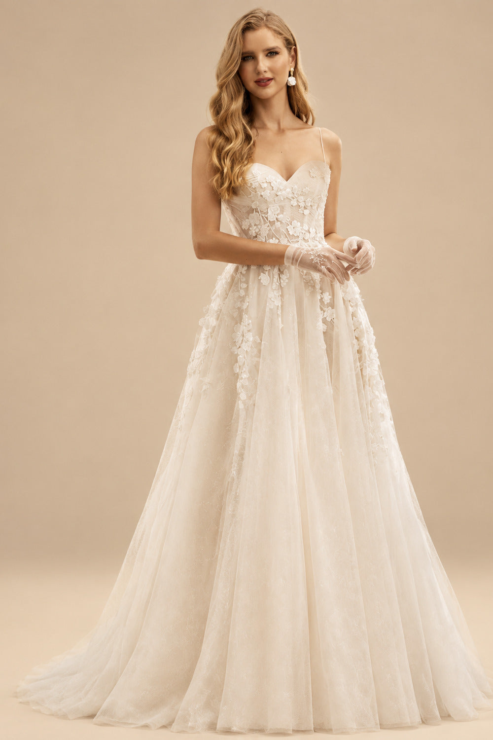 Rutipo As Picture A-Line Sweetheart Sleeveless Tulle Wedding Dresses With Flower(s)