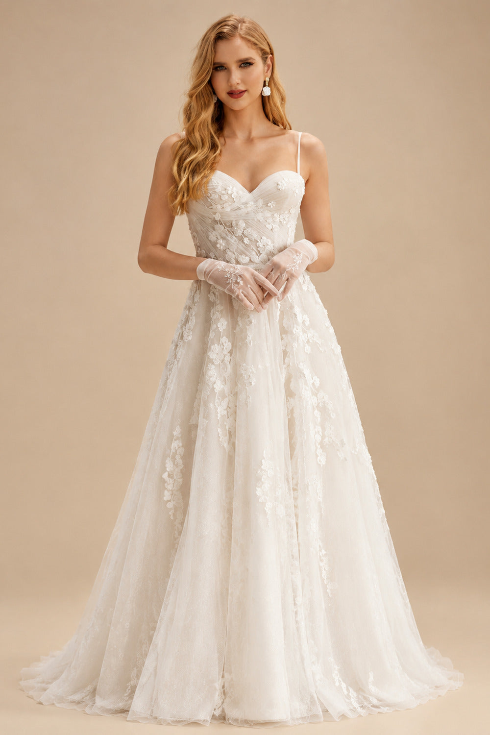 Rutipo As Picture A-Line Sweetheart Sleeveless Tulle Wedding Dresses With Flower(s)