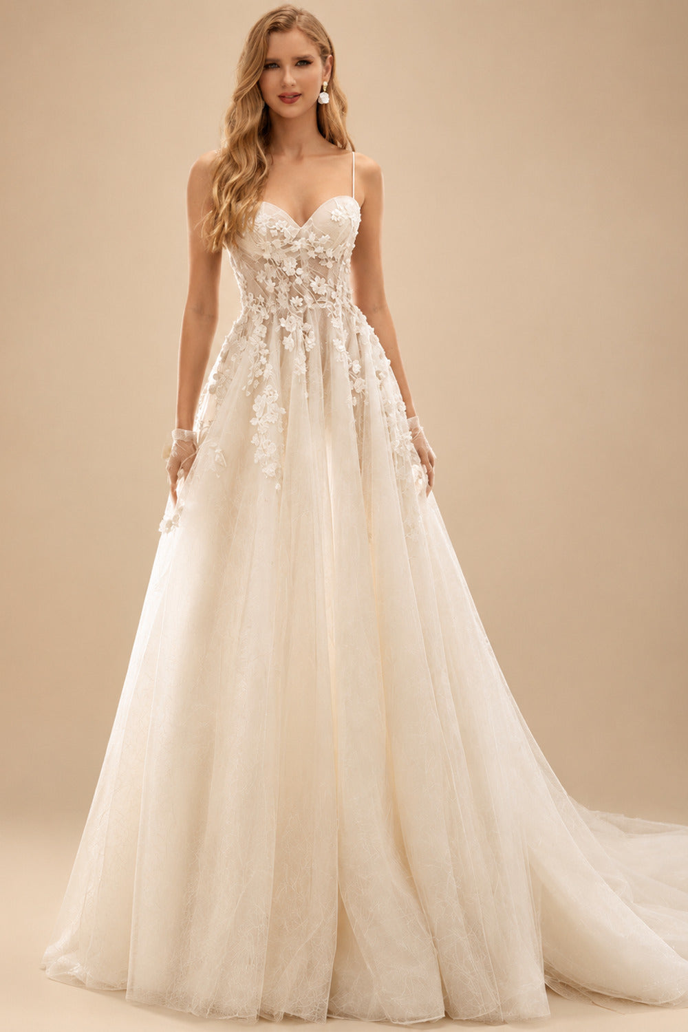 Rutipo As Picture A-Line Sweetheart Sleeveless Tulle Wedding Dresses With Flower(s)