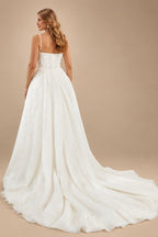Rutipo Ivory Plus Size A-Line Cowl Neck Court Train Tulle Wedding Dresses With Lace/High Split