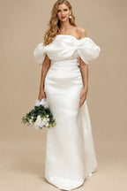 Rutipo Ivory Trumpet/Mermaid Off-The-Shoulder Sleeveless Floor-Length Wedding Dresses
