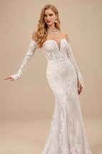 Rutipo As Picture Elegant Sweetheart Sleeveless Mermaid Sweep Train Lace/Tulle Wedding Dresses