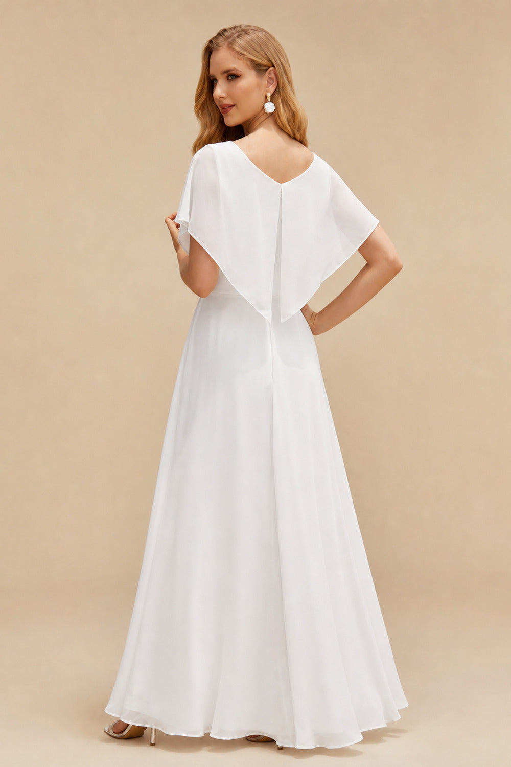 Rutipo White Elegant Sleeveless Detachable Neckline A-Line Sweep Train Lace/Tulle Wedding Dresses