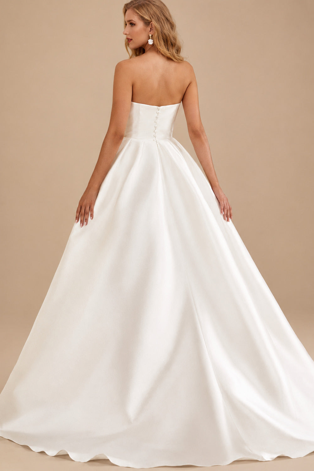 Rutipo Ivory Elegant Sweetheart A-Line Sweep Train Matte Satin Wedding Dresses With High Split