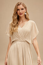 Rutipo Champagne Trumpet/Mermaid Strapless Sleeveless Sweep Train Matte Satin Wedding Dresses With High Split