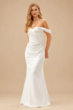 Rutipo White Trumpet/Mermaid Sweetheart Sleeveless Sweep Train Detachable Straps Wedding Dresses