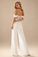 Rutipo Ivory Jumpsuit/Pantsuit Sweetheart Floor-Length Stretch Chiffon Wedding Dresses