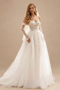 Rutipo White Ball-Gown Sweetheart Sleeveless Court Train Satin Wedding Dresses With Appliques Lace Flower(s)
