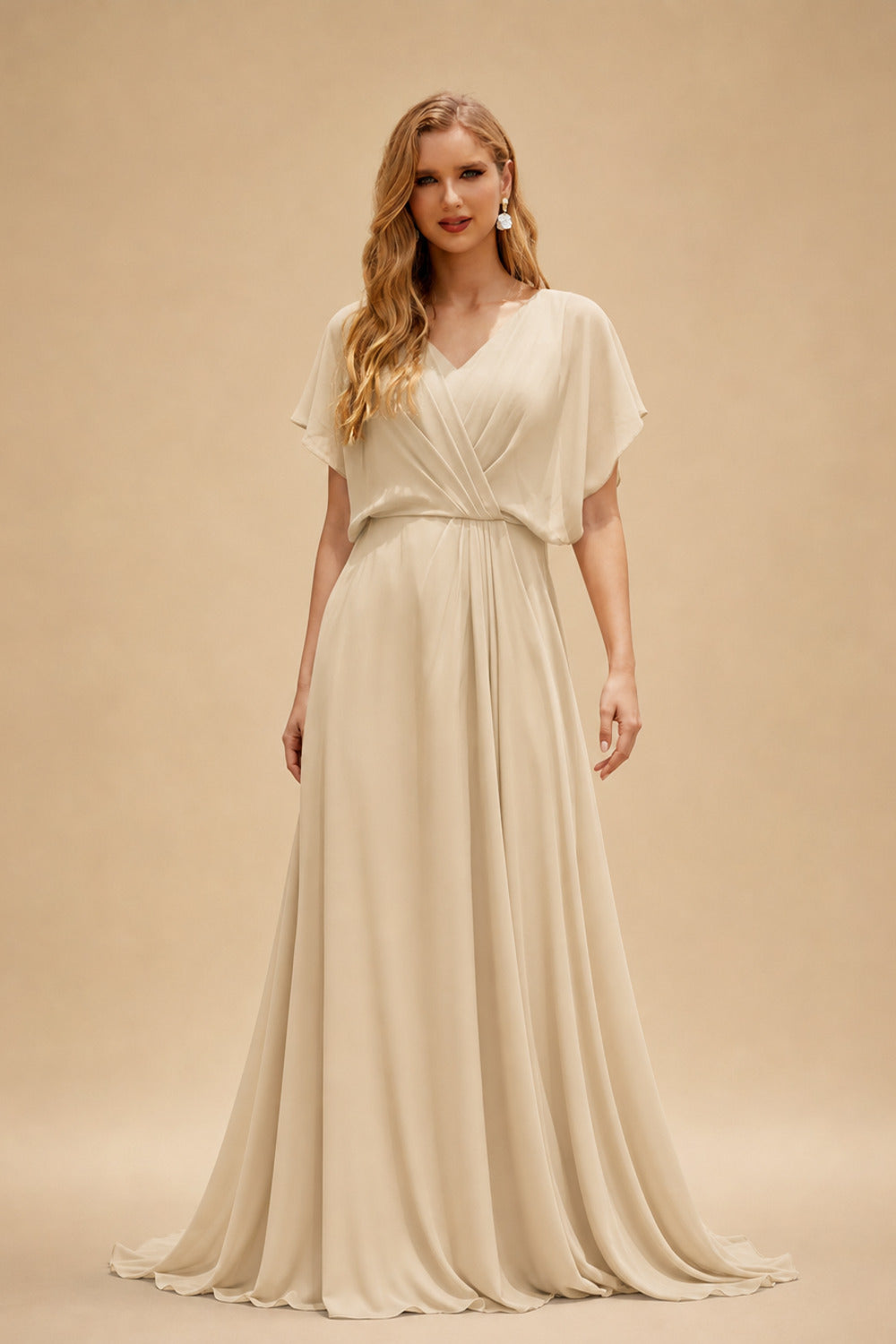 Rutipo Champagne A-Line Sweetheart Illusion Neck Long Sleeves Short Mini Elastic Satin Wedding Dresses With Appliques Lace