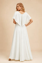 Rutipo Ivory A-Line Sweetheart Illusion Neck Long Sleeves Short Mini Elastic Satin Wedding Dresses With Appliques Lace