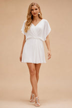 Rutipo White A-Line Sweetheart Illusion Neck Long Sleeves Short Mini Elastic Satin Wedding Dresses With Appliques Lace