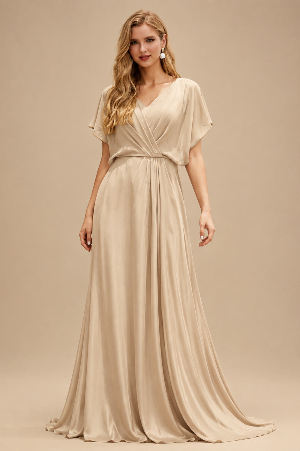 Rutipo Champagne Trumpet Mermaid Sweetheart Detachable Sleeves Chapel Train Soft Satin Wedding Dresses With Pleated High Split