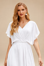 Rutipo White Trumpet Mermaid Sweetheart Detachable Sleeves Chapel Train Soft Satin Wedding Dresses With Pleated High Split