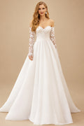 Rutipo White Ball-Gown Sweetheart Detachable Sleeves Court Train Lace Satin Tulle Wedding Dresses With Appliques Lace