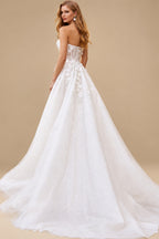 Rutipo White Ball-Gown Sweetheart Sleeveless Sweep Train Chiffon Lace Tulle Wedding Dresses