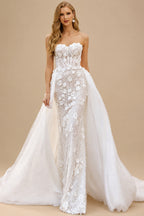 Rutipo White Ball-Gown Sweetheart Sleeveless Sweep Train Chiffon Lace Tulle Wedding Dresses