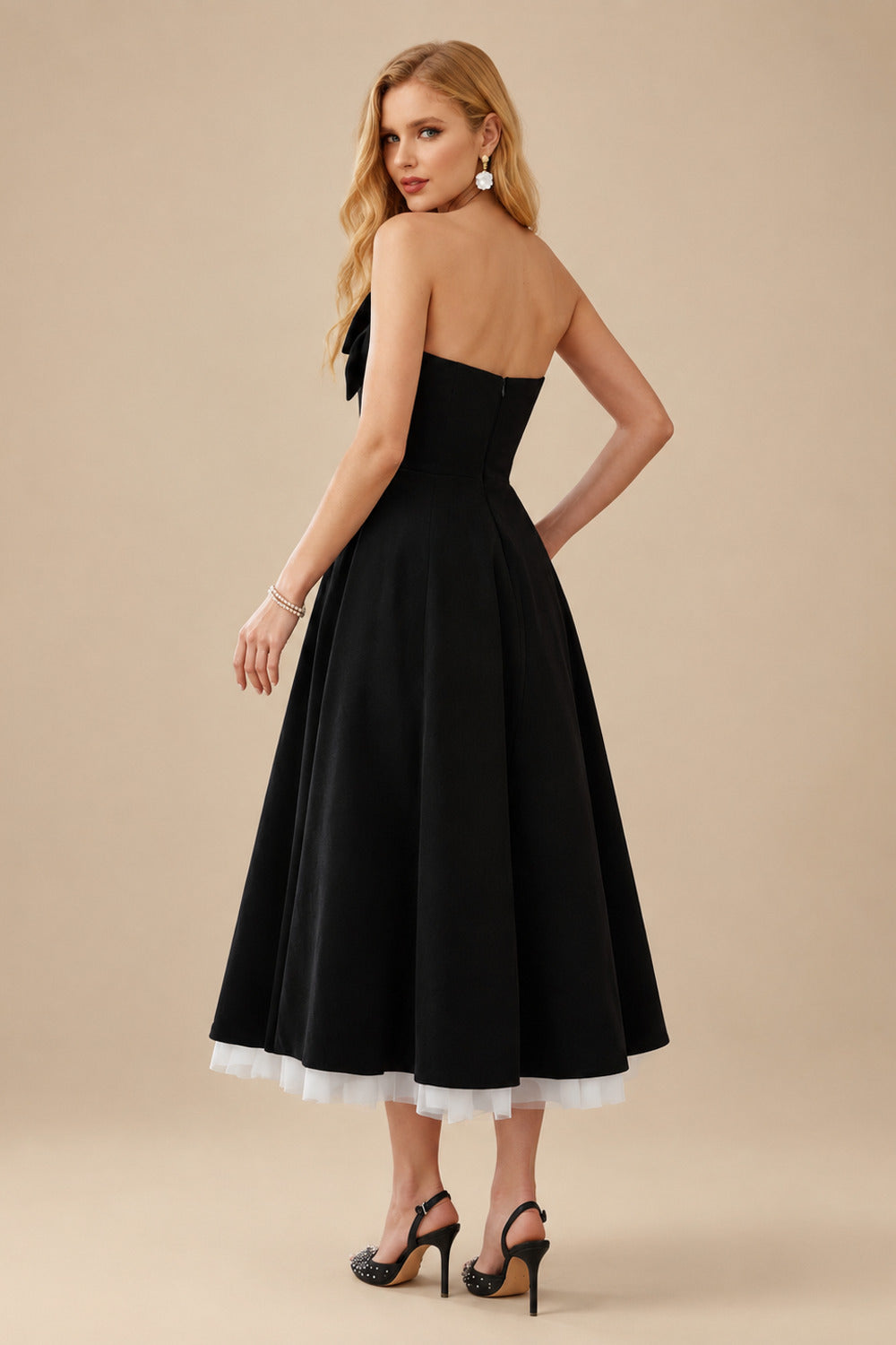 Rutipo As Picture Ball-Gown Strapless Sleeveless Tea-Length Wedding Dresses With Bow(s)/Flower(s)