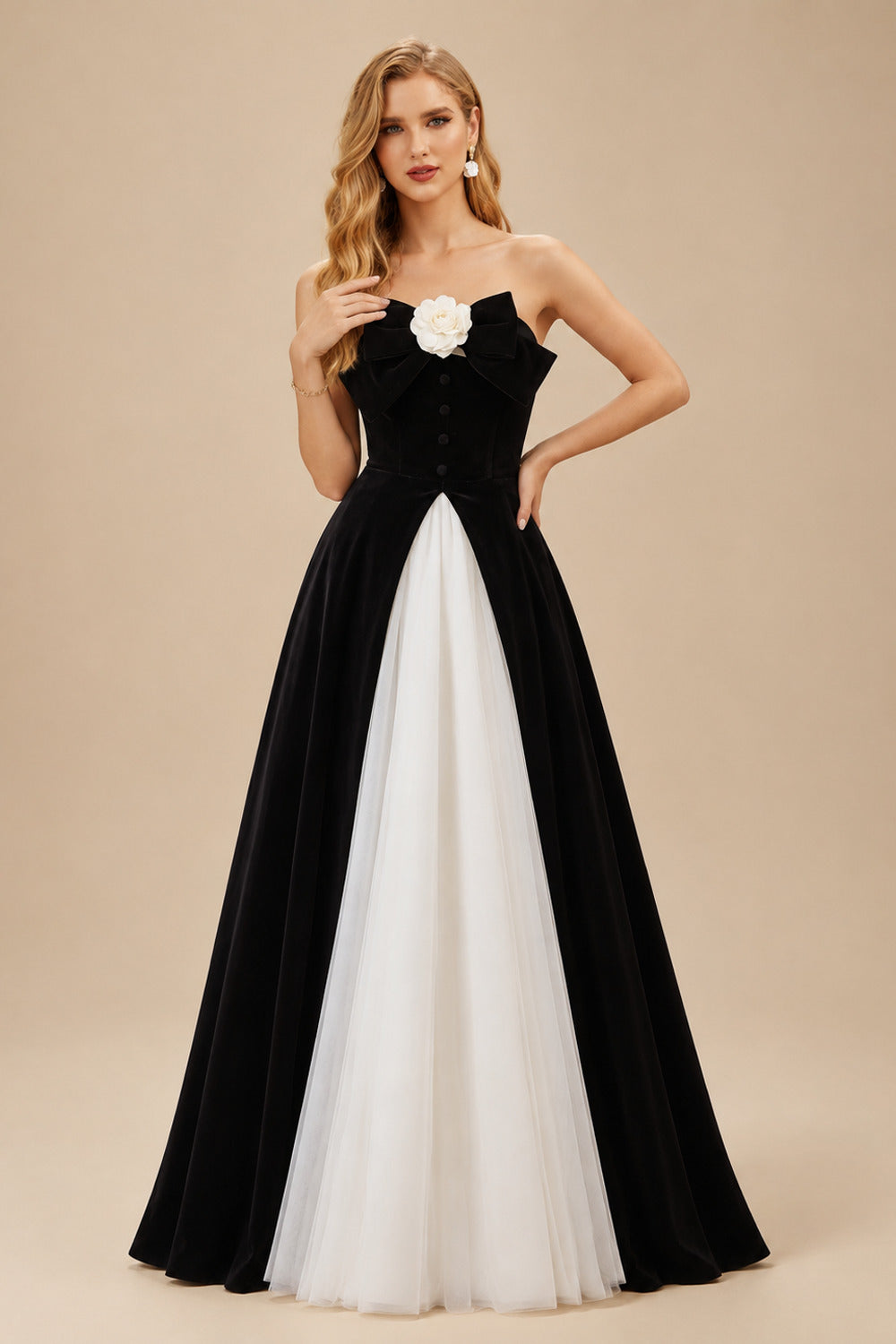 Rutipo As Picture Ball-Gown Strapless Sleeveless Tea-Length Wedding Dresses With Bow(s)/Flower(s)