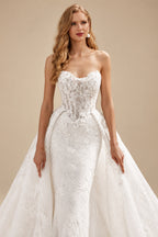 Rutipo Ivory Trumpet/Mermaid Strapless Sleeveless Detachable Wedding Dresses With Detachable Skirt