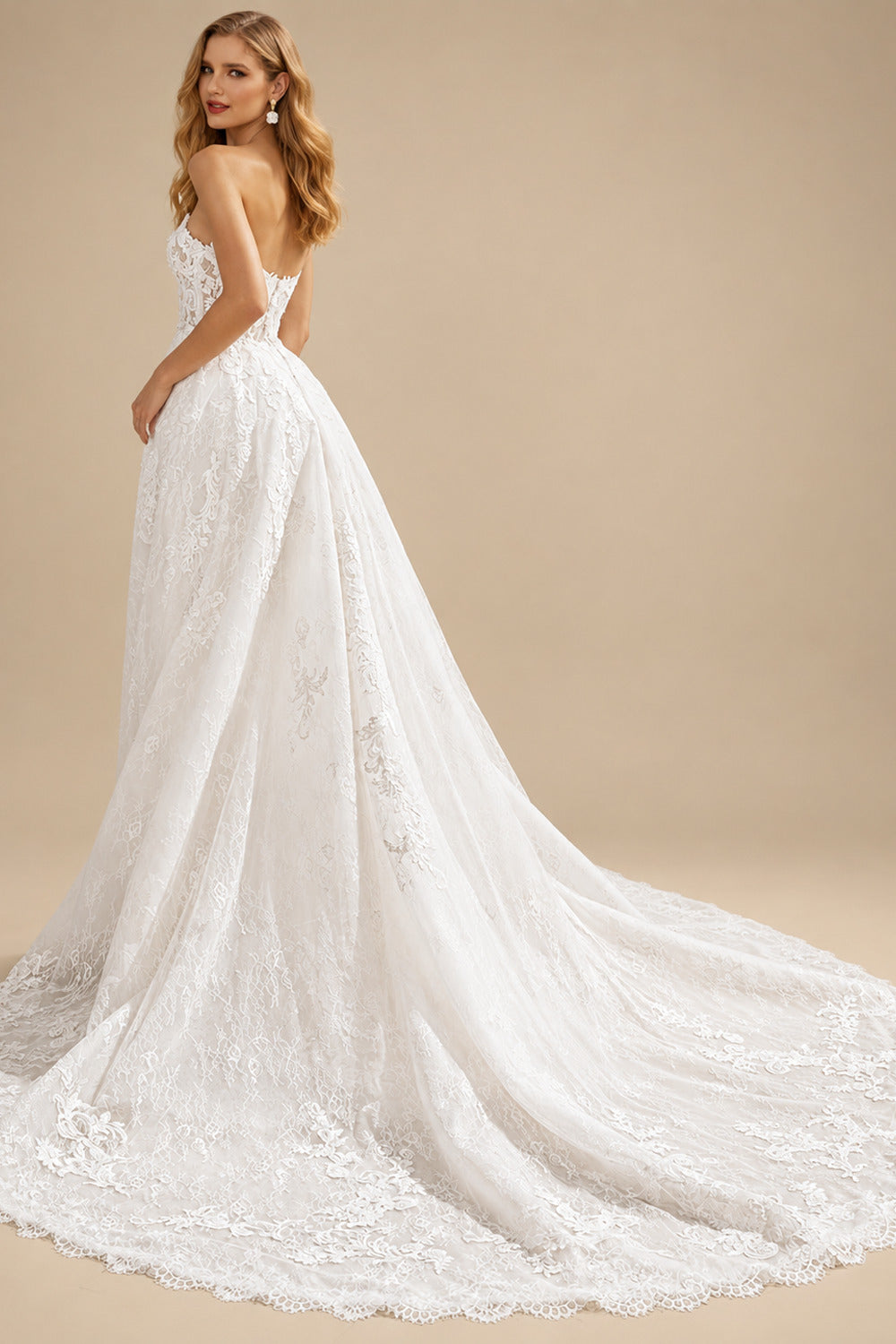 Rutipo Ivory Trumpet/Mermaid Strapless Sleeveless Detachable Wedding Dresses With Detachable Skirt
