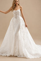 Rutipo Ivory Trumpet/Mermaid Strapless Sleeveless Detachable Wedding Dresses With Detachable Skirt
