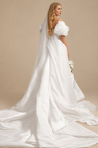 Rutipo As Picture Trumpet/Mermaid Off-The-Shoulder Chapel Train Matte Satin Wedding Dresses With Bubble Hem