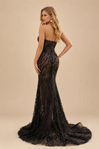 Rutipo Black Trumpet/Mermaid V-Neck Sleeveless Sweep Train Wedding Dresses With Lace