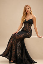 Rutipo Black Trumpet/Mermaid V-Neck Sleeveless Sweep Train Wedding Dresses With Lace
