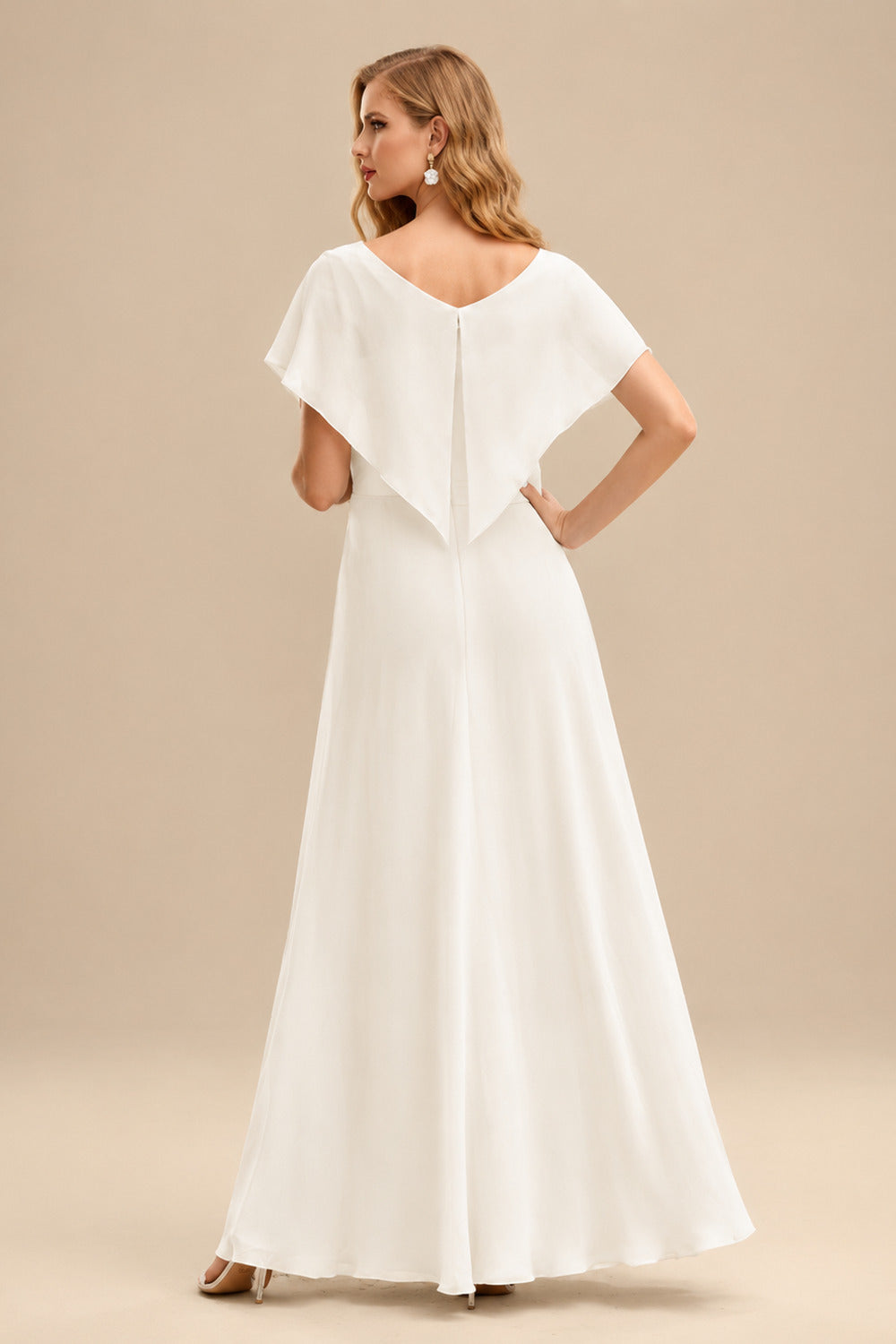 Rutipo Ivory Classic Off-The-Shoulder Long Sleeves Jumpsuit/Pantsuit Wedding Dresses