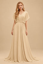Rutipo Champagne Jumpsuit/Pantsuit Off-The-Shoulder Floor-Length Elastic Satin Wedding Dresses