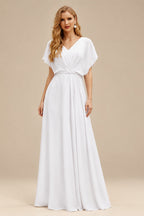 Rutipo White Jumpsuit/Pantsuit Off-The-Shoulder Floor-Length Elastic Satin Wedding Dresses