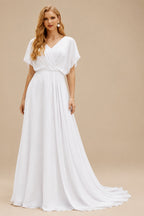 Rutipo White Jumpsuit/Pantsuit Off-The-Shoulder Floor-Length Elastic Satin Wedding Dresses