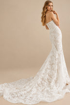 Rutipo As Picture Trumpet/Mermaid Sweetheart Sleeveless Chapel Train Lace Wedding Dress With Lace