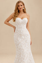 Rutipo As Picture Trumpet/Mermaid Sweetheart Sleeveless Chapel Train Lace Wedding Dress With Lace