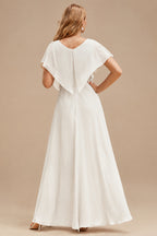 Rutipo Ivory Jumpsuit/Pantsuit Sweetheart Long Sleeves Floor-Length Bride Wedding Dress With Lace
