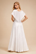 Rutipo White Ball-Gown Off-The-Shoulder Sleeveless Court Train Matte Satin Bride Wedding Dress With Pockets