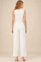 Rutipo Ivory Jumpsuit/Pantsuit Sweetheart Sleeveless Ankle-Length Elastic Satin Bride Wedding Dress