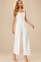 Rutipo Ivory Jumpsuit/Pantsuit Sweetheart Sleeveless Ankle-Length Elastic Satin Bride Wedding Dress