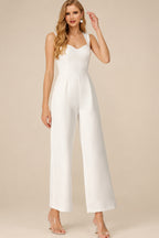 Rutipo Ivory Jumpsuit/Pantsuit Sweetheart Sleeveless Ankle-Length Elastic Satin Bride Wedding Dress