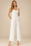 Rutipo Ivory Jumpsuit/Pantsuit Sweetheart Sleeveless Ankle-Length Elastic Satin Bride Wedding Dress