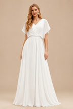 Rutipo Ivory A-Line Square Neckline Sleeveless Short/Mini Twill Satin/Liquid Tulle Bride Wedding Dress With Sweeping Side Drape