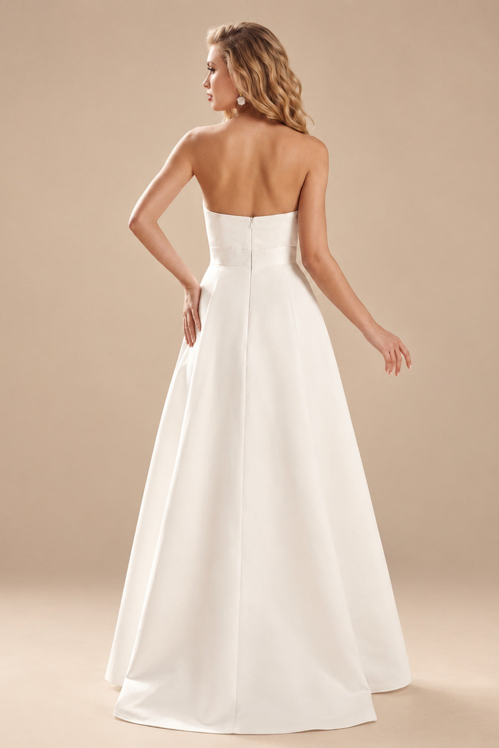 Rutipo Ivory Jumpsuit/Pantsuit Sweetheart Sleeveless Detachable Train Satin Bride Wedding Dress With Bow