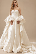 Rutipo Ivory Ball-Gown Strapless Sleeveless Royal Taffeta Wedding Dresses