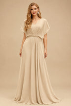Rutipo Champagne Jumpsuit/Pantsuit Off-The-Shoulder Sleeveless Floor-Length Chiffon/Elastic Satin Wedding Dresses