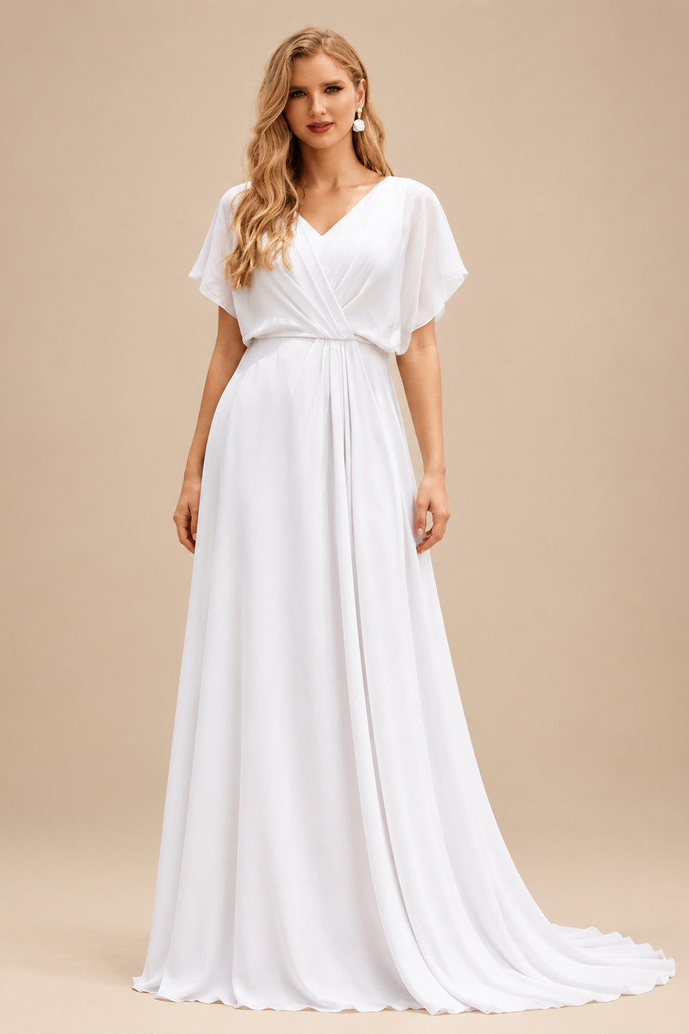 Rutipo White Jumpsuit/Pantsuit Off-The-Shoulder Sleeveless Floor-Length Chiffon/Elastic Satin Wedding Dresses