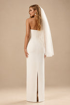 Rutipo Ivory Sheath/Column Strapless Sleeveless Floor-Length Elastic Satin Wedding Dresses