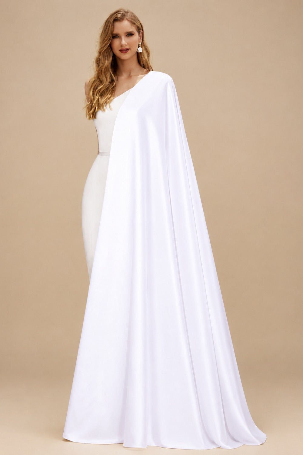 Rutipo White Ball-Gown Off-The-Shoulder Sleeveless Chapel Train Matte Satin Wedding Dresses With Split Front/High Split