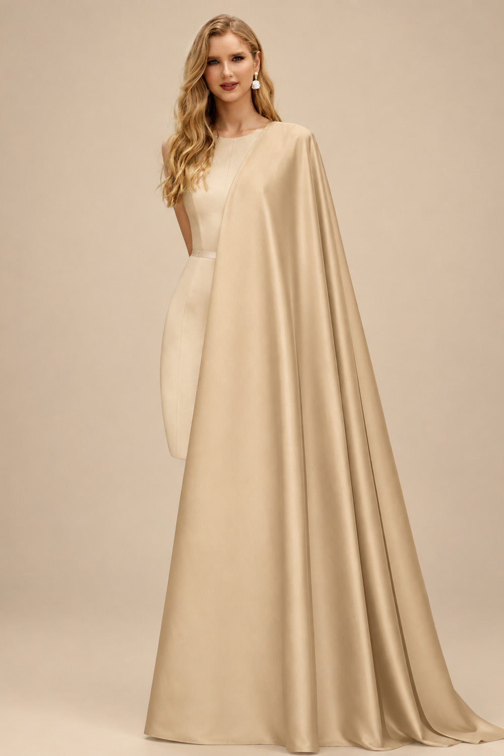Rutipo Champagne Trumpet/Mermaid V-Neck Sleeveless Sweep Train Matte Satin Wedding Dresses With Pleated