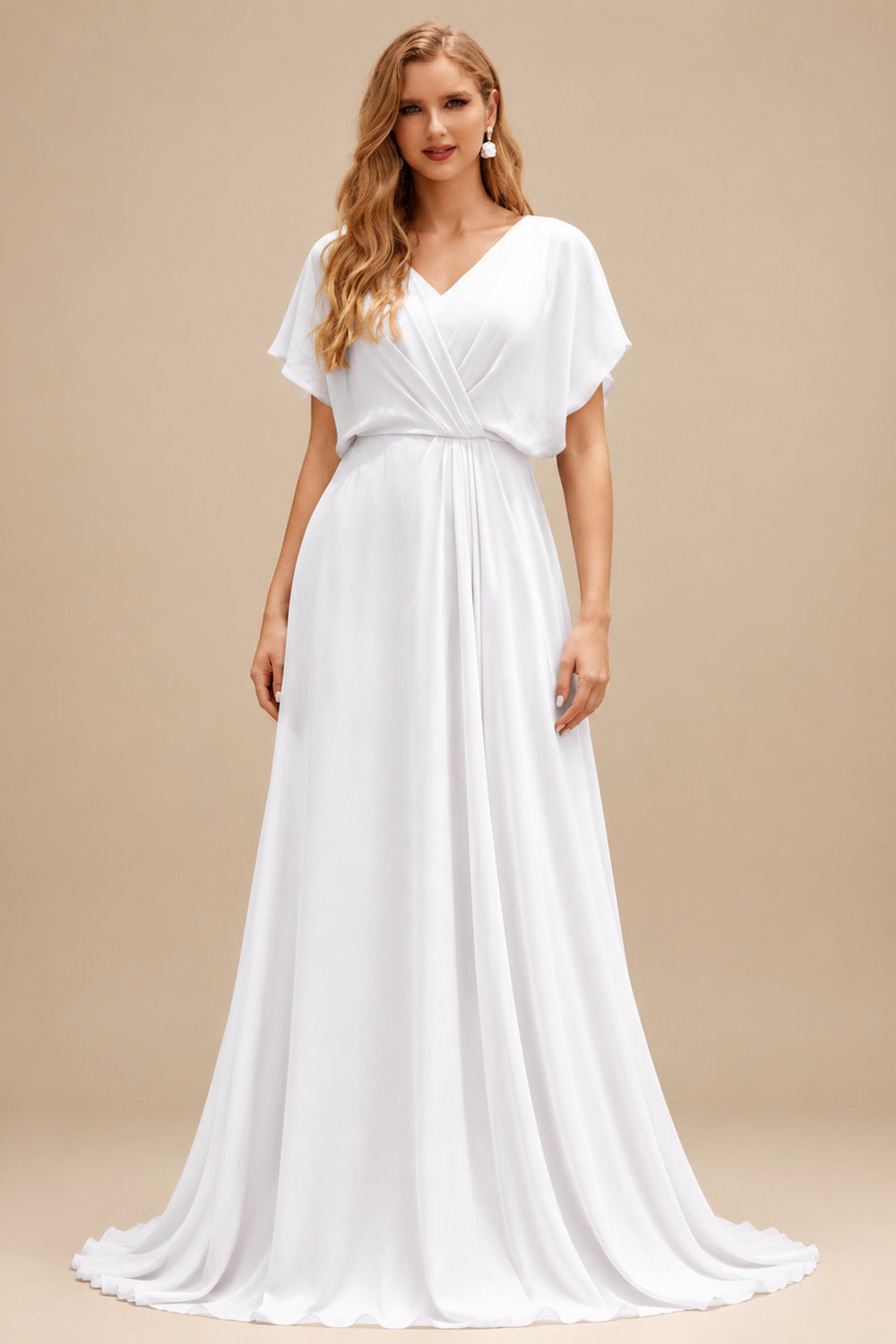 Rutipo White A-Line Halter Sleeveless Short Satin Wedding Dresses With Bow