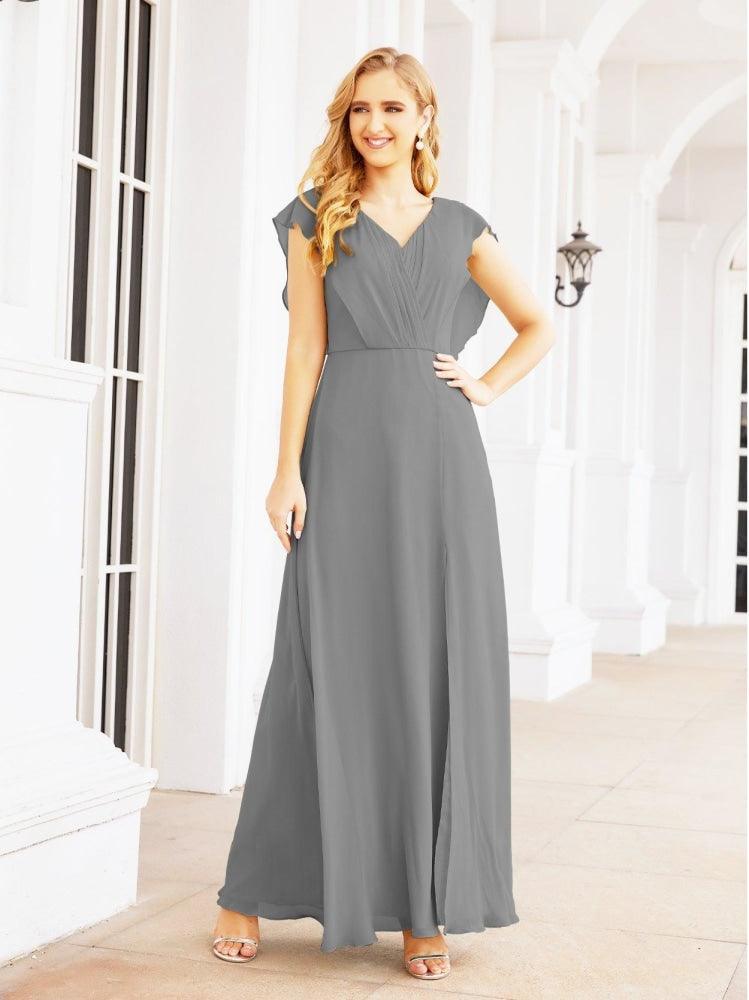 Women's Bridesmaid Dresses Chiffon Cape Formal Evening Party Prom Dress Open Back Gowns for Wedding Guests SEA28058